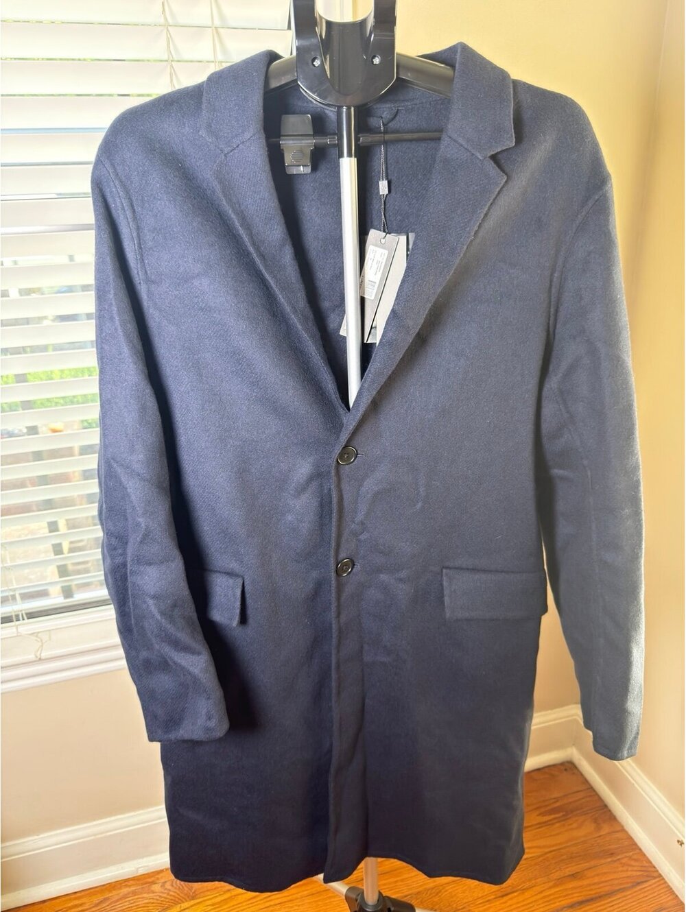 J.Lindeberg Wolfram Wool Coat Men’s 50 Large Navy Single Breasted Overcoat NWT